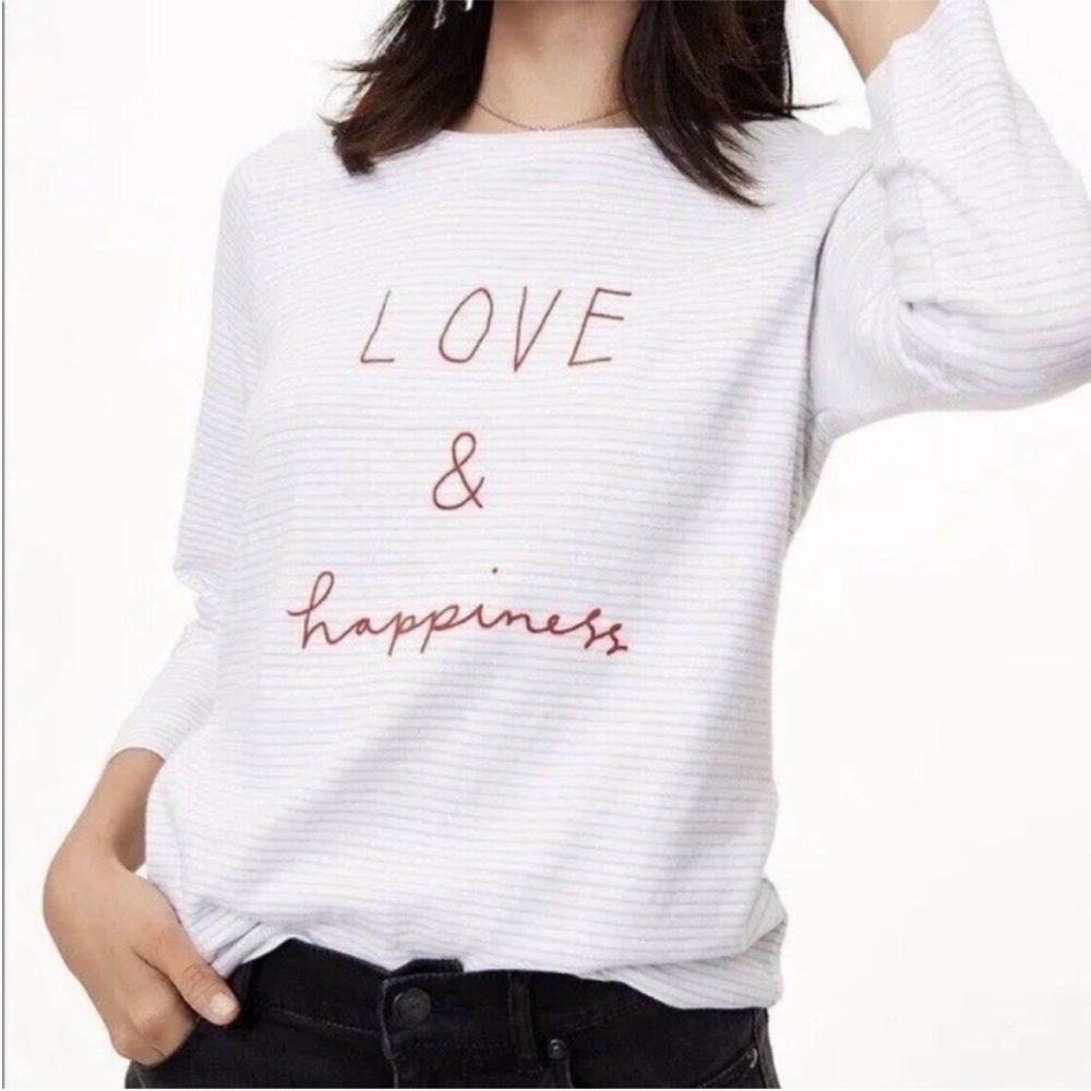 Loft Ann Taylor Love & Happiness 3quarter stripe Tee
